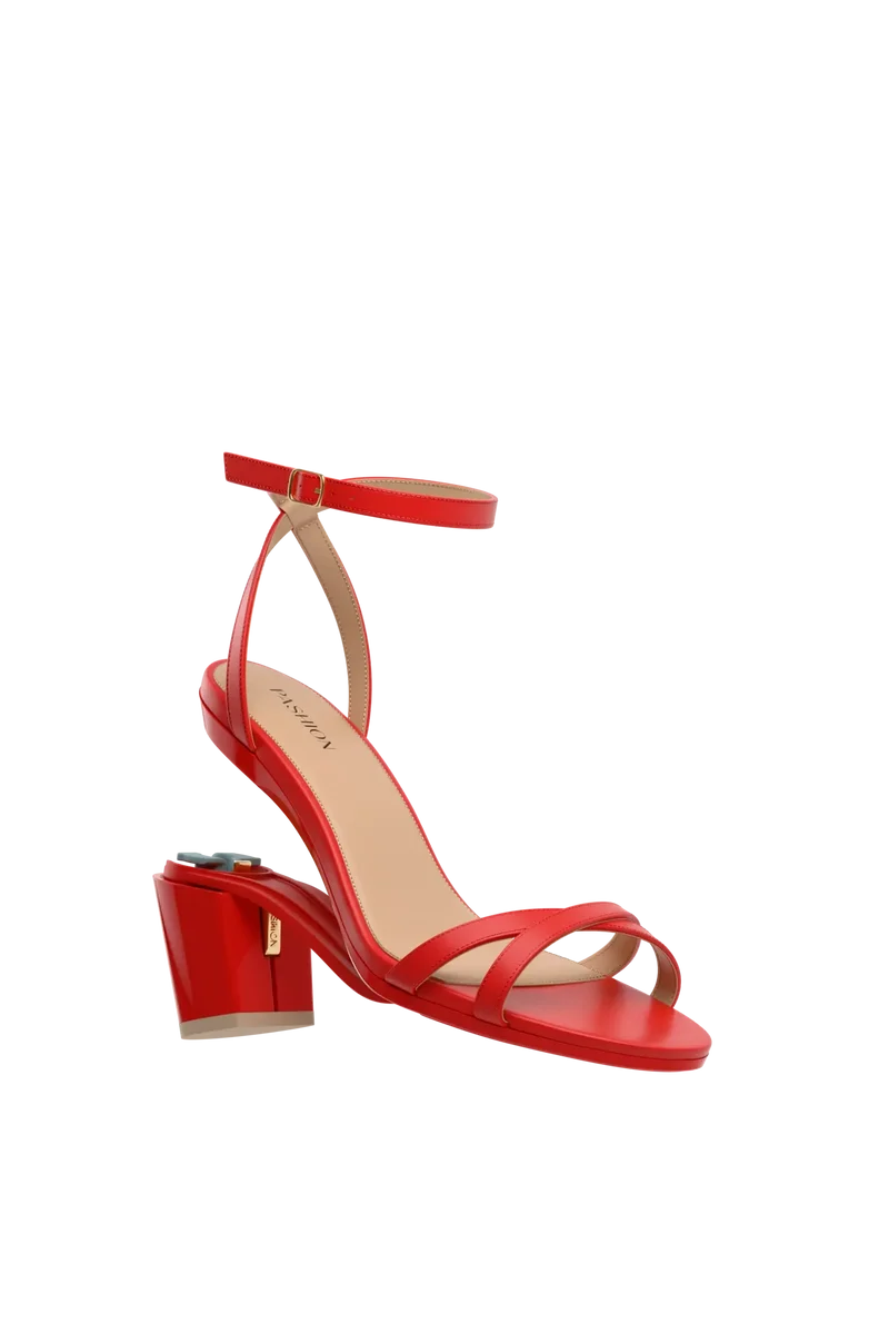 The Brynn - Cherry Red Leather 3 Block