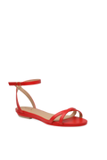 The Brynn - Cherry Red Leather Flat
