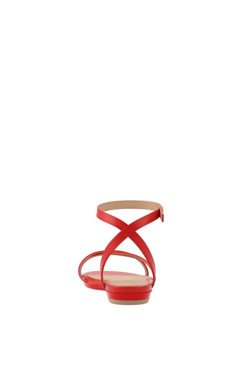 The Brynn - Cherry Red Leather Flat