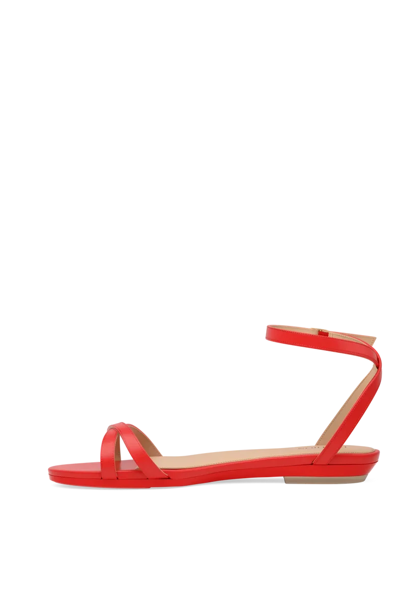 The Brynn - Cherry Red Leather Flat
