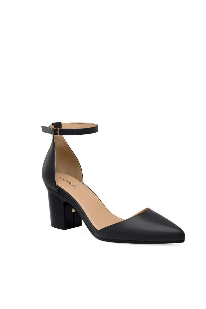 The D'Orsay - Coal Leather + Block Heel Kit 3 Coal