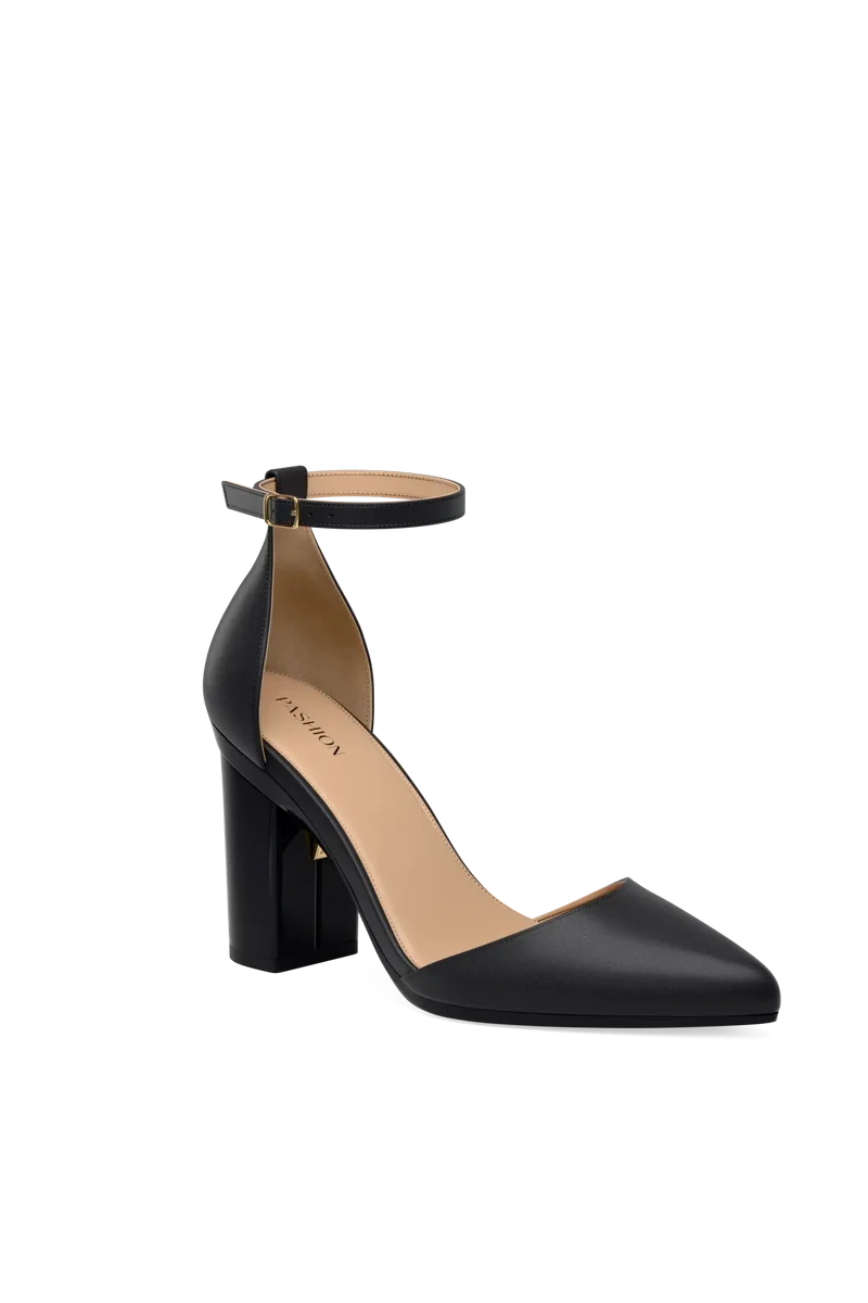 The D'Orsay - Coal Leather + Block Heel Kit 4 Coal