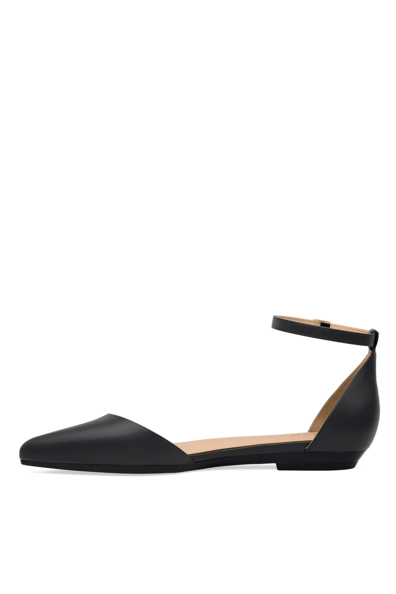 The D'Orsay - Coal Leather Flat