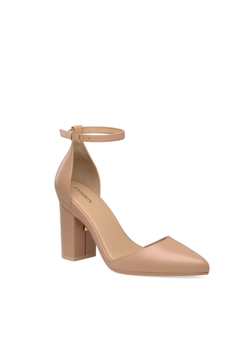 The D'Orsay Latte Leather + Block Heel Kit 4 Latte