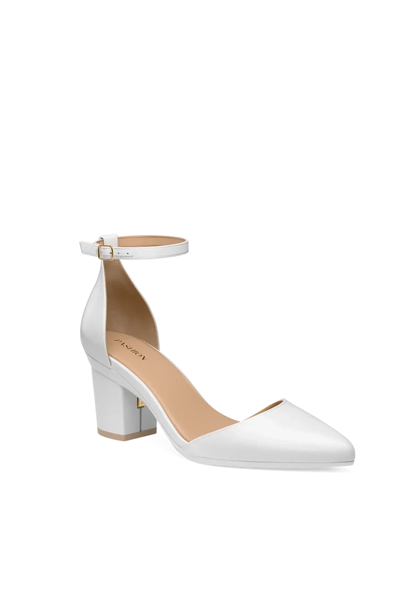 The D'Orsay - White Satin + Block Heel Kit 3 White