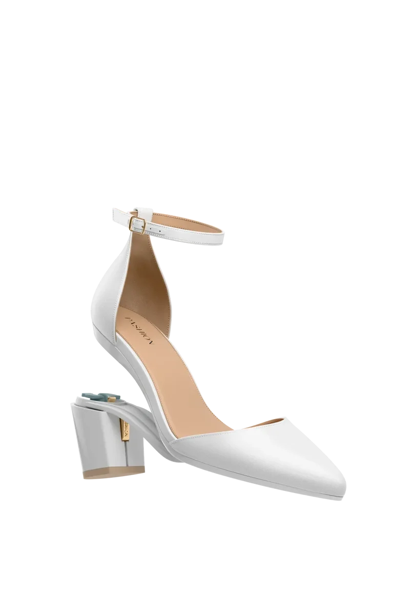 The D'Orsay - White Satin + Block Heel Kit 3 White