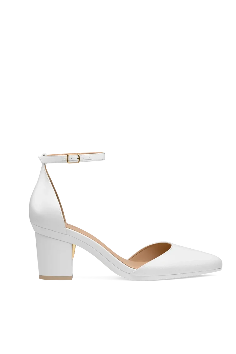The D'Orsay - White Satin + Block Heel Kit 3 White