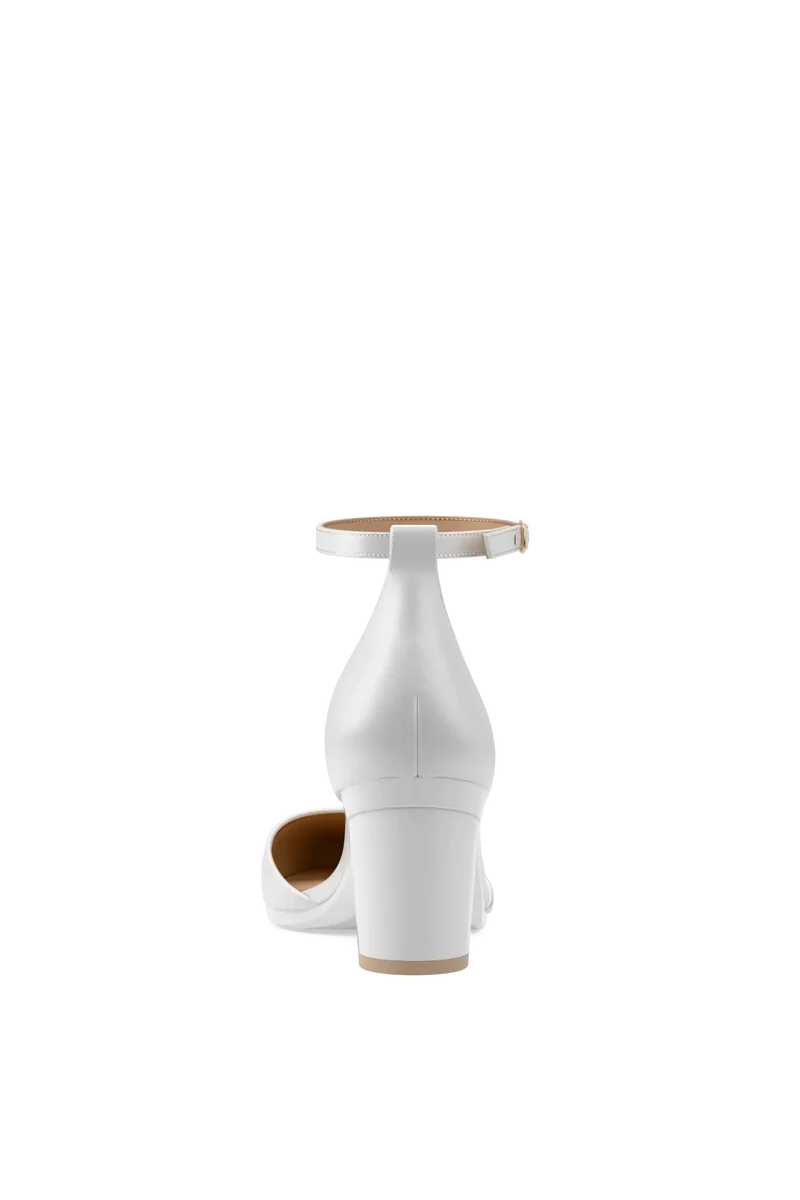 The D'Orsay - White Satin + Block Heel Kit 3 White
