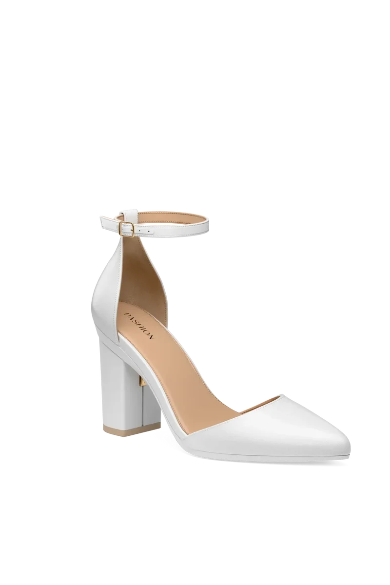 The D'Orsay - White Satin + Block Heel Kit 4 White