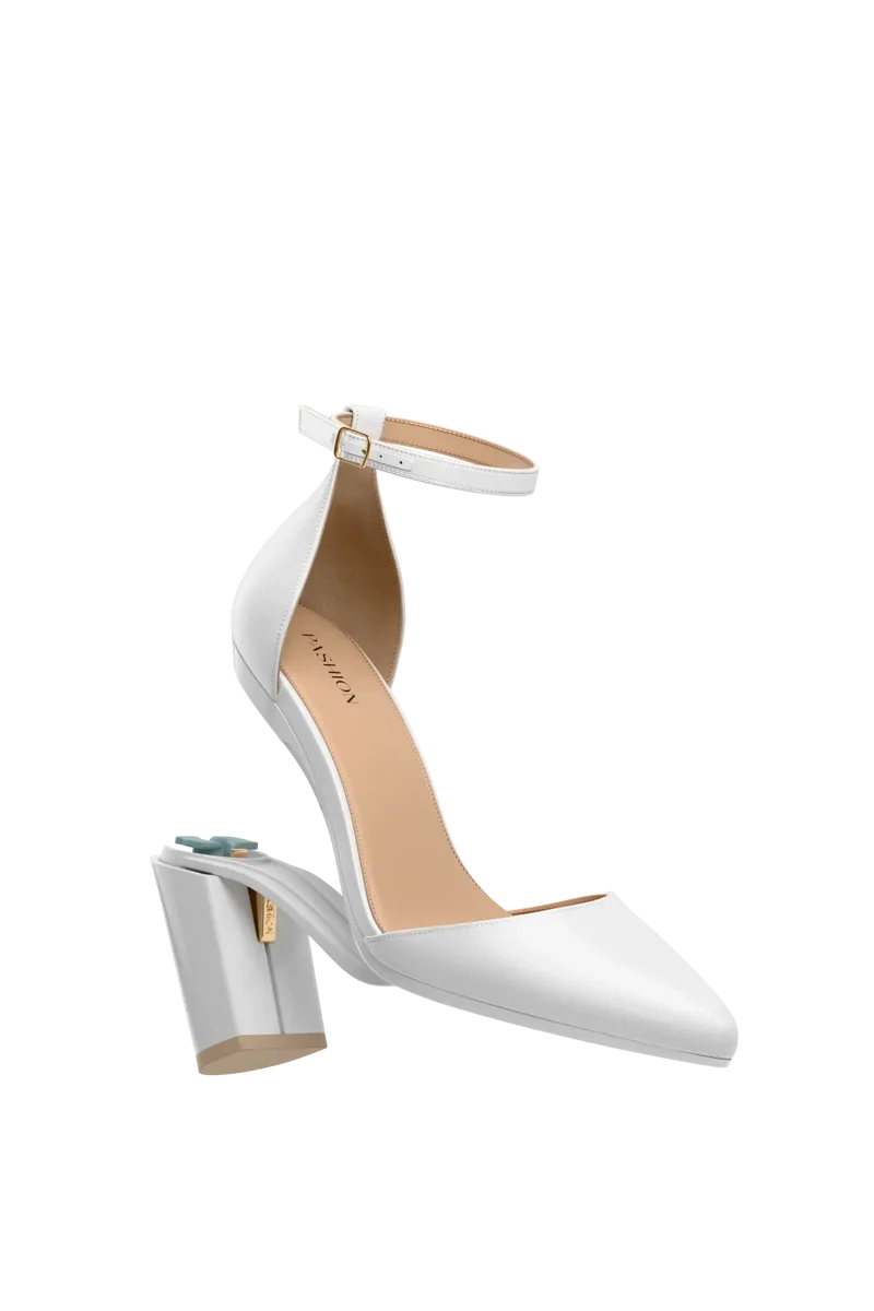 The D'Orsay - White Satin + Block Heel Kit 4 White