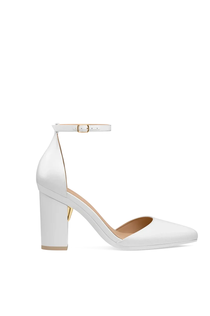 The D'Orsay - White Satin + Block Heel Kit 4 White
