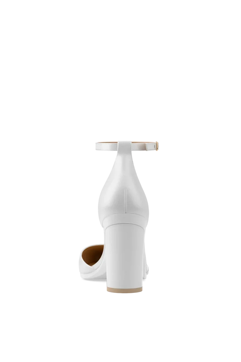The D'Orsay - White Satin + Block Heel Kit 4 White
