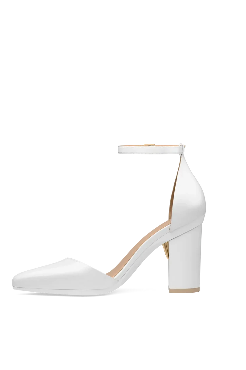 The D'Orsay - White Satin + Block Heel Kit 4 White