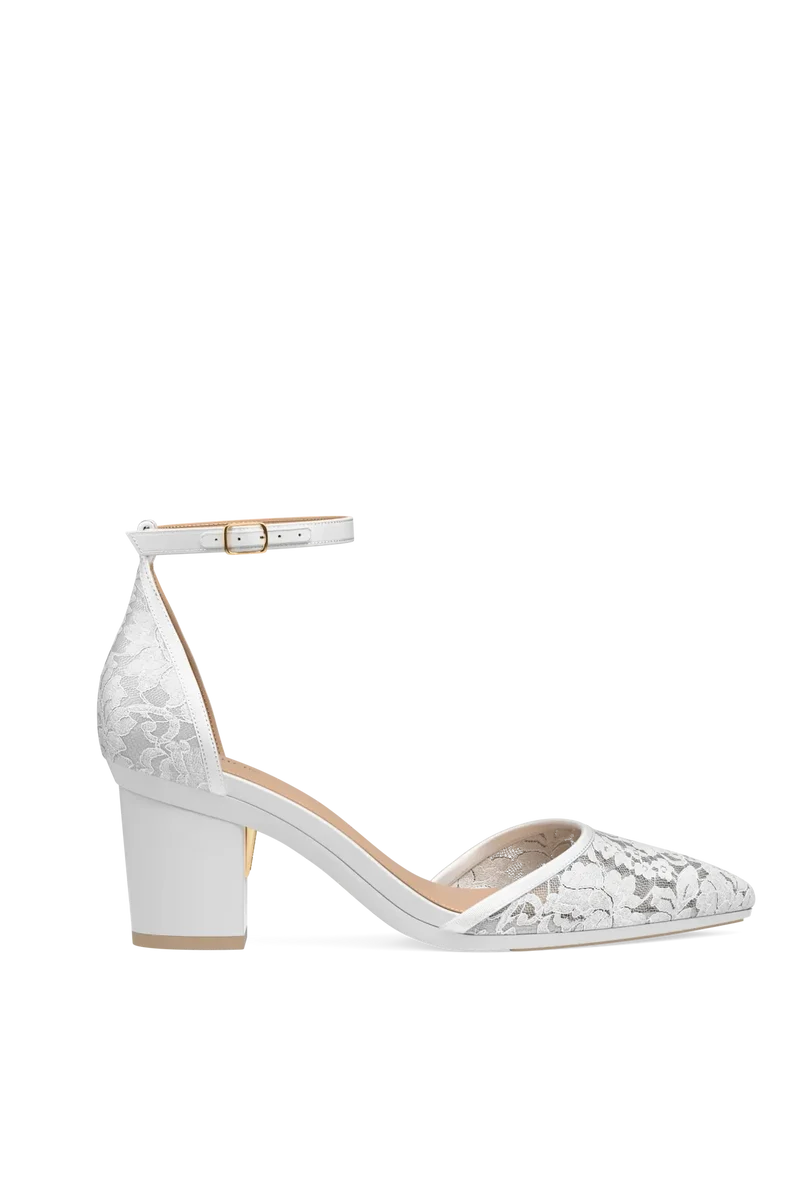 The D'Orsay - White Satin Lace + Block Heel Kit 3 White