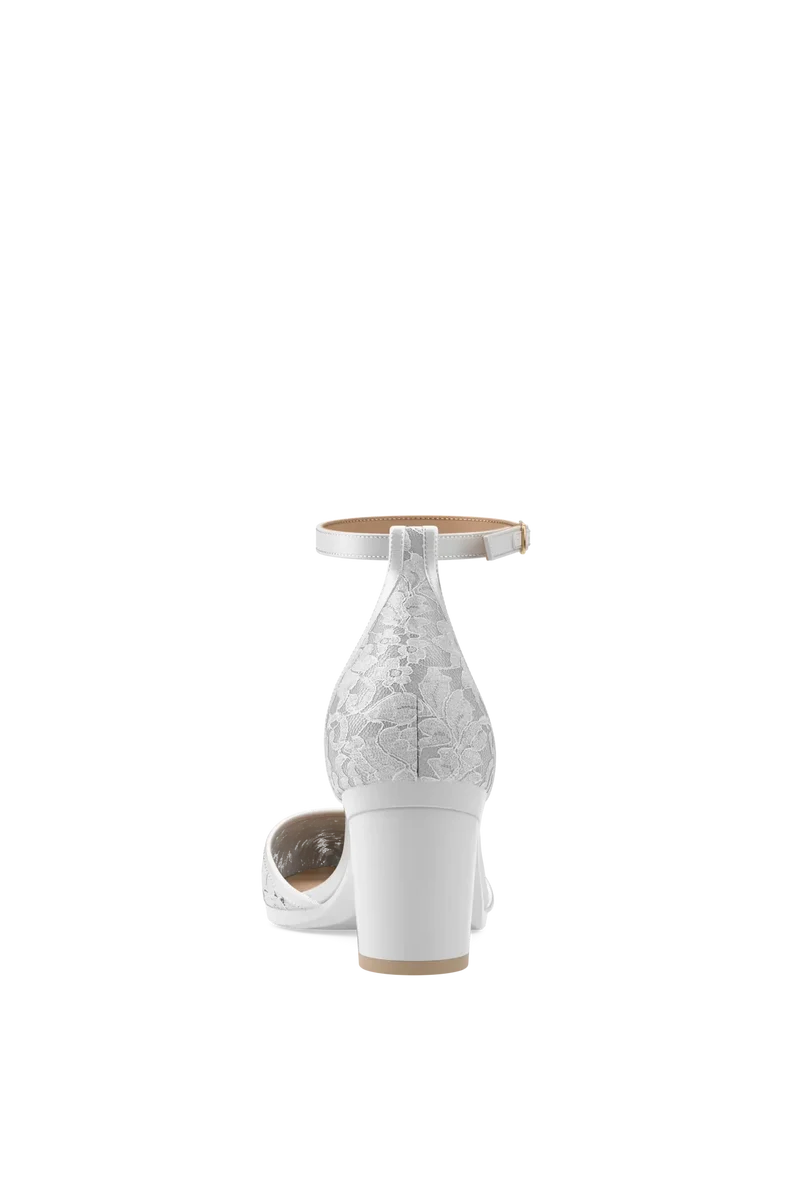 The D'Orsay - White Satin Lace + Block Heel Kit 3 White