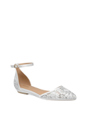 The D'Orsay - White Satin Lace Flat