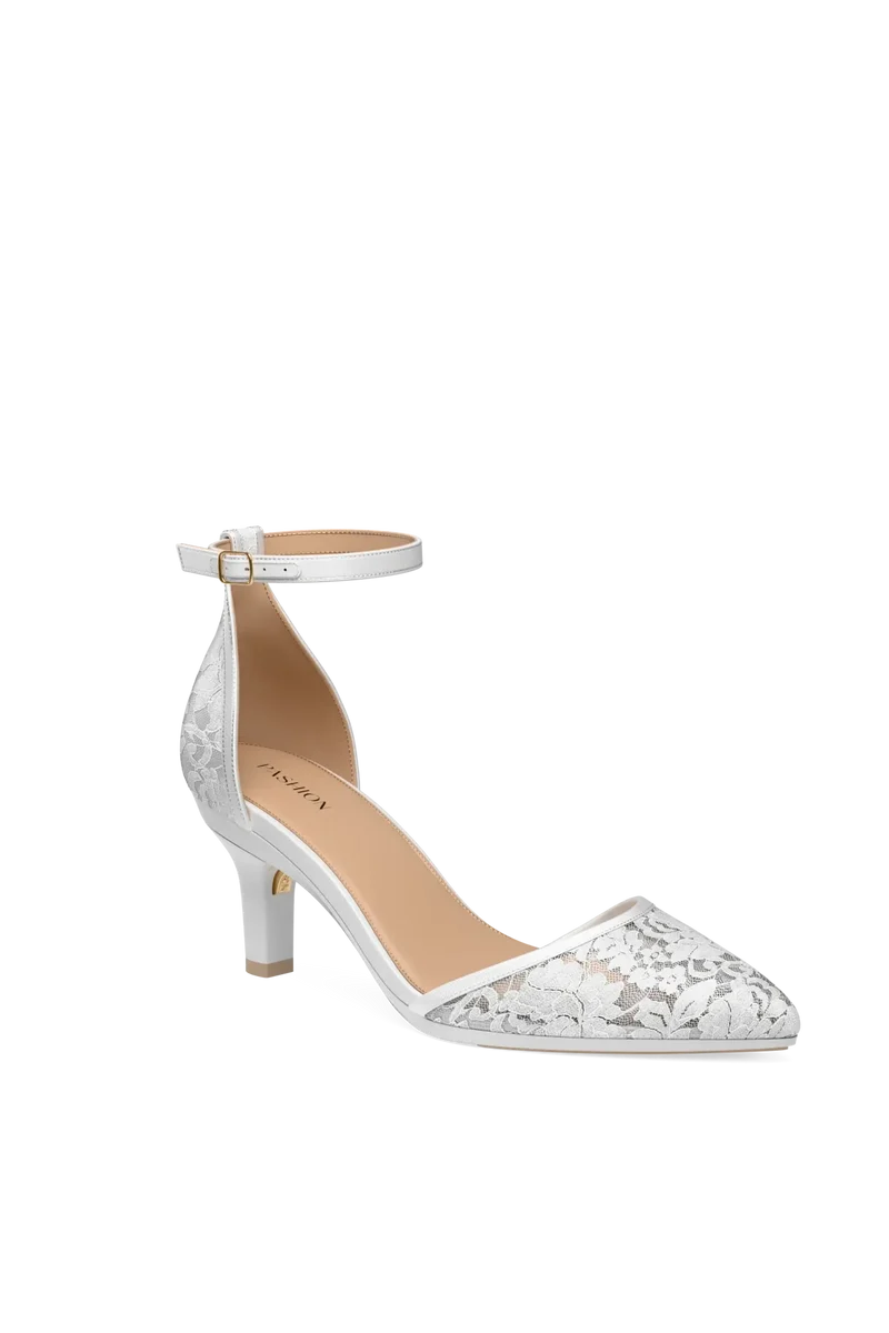 The D'Orsay - White Satin Lace + Stiletto Heel Kit 3 White