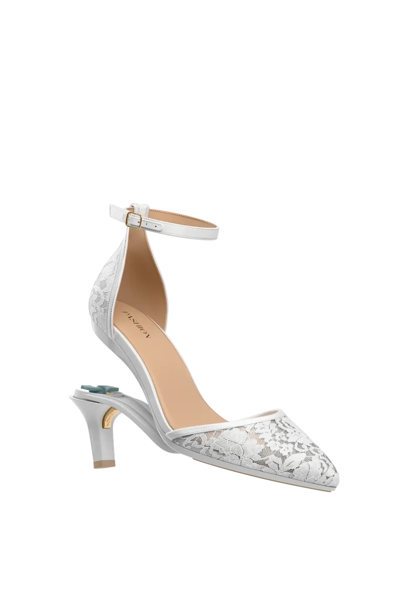 The D'Orsay - White Satin Lace + Stiletto Heel Kit 3 White