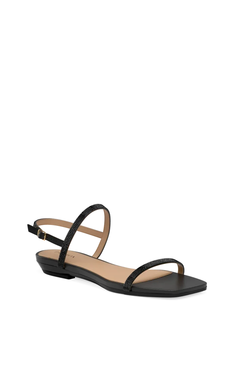 The Miranda - Coal Rhinestone Flat