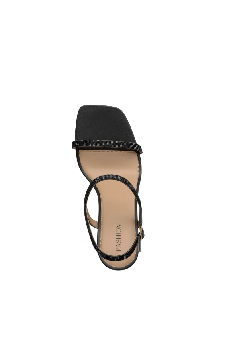 The Miranda - Coal Rhinestone Flat