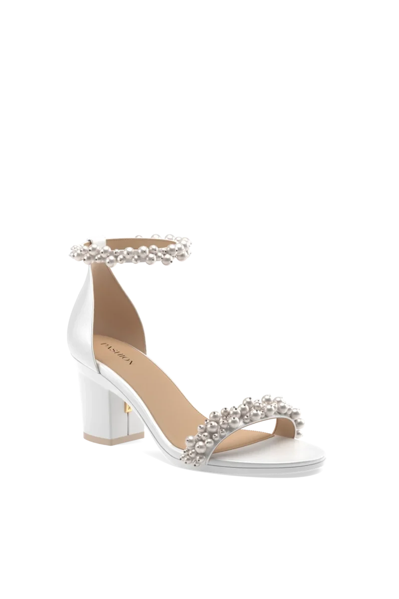 The Pashionista - White Satin Pearl + Block Heel Kit 3 White - Final Sale