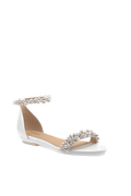 The Pashionista - White Satin Pearl Flat - Final Sale