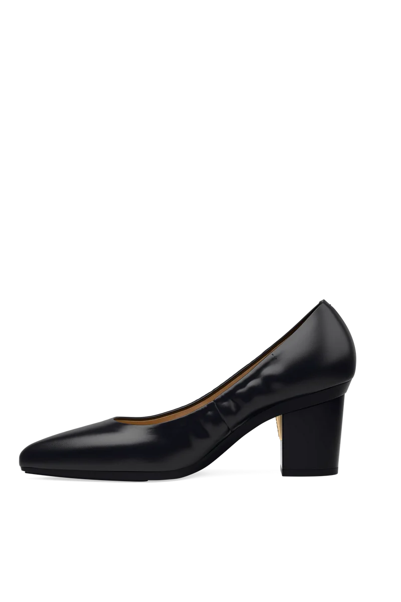The Pump - Coal Stretch Leather 3 Block