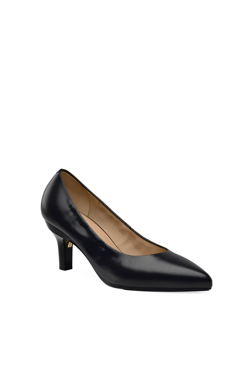The Pump - Coal Stretch Leather 3 Stiletto