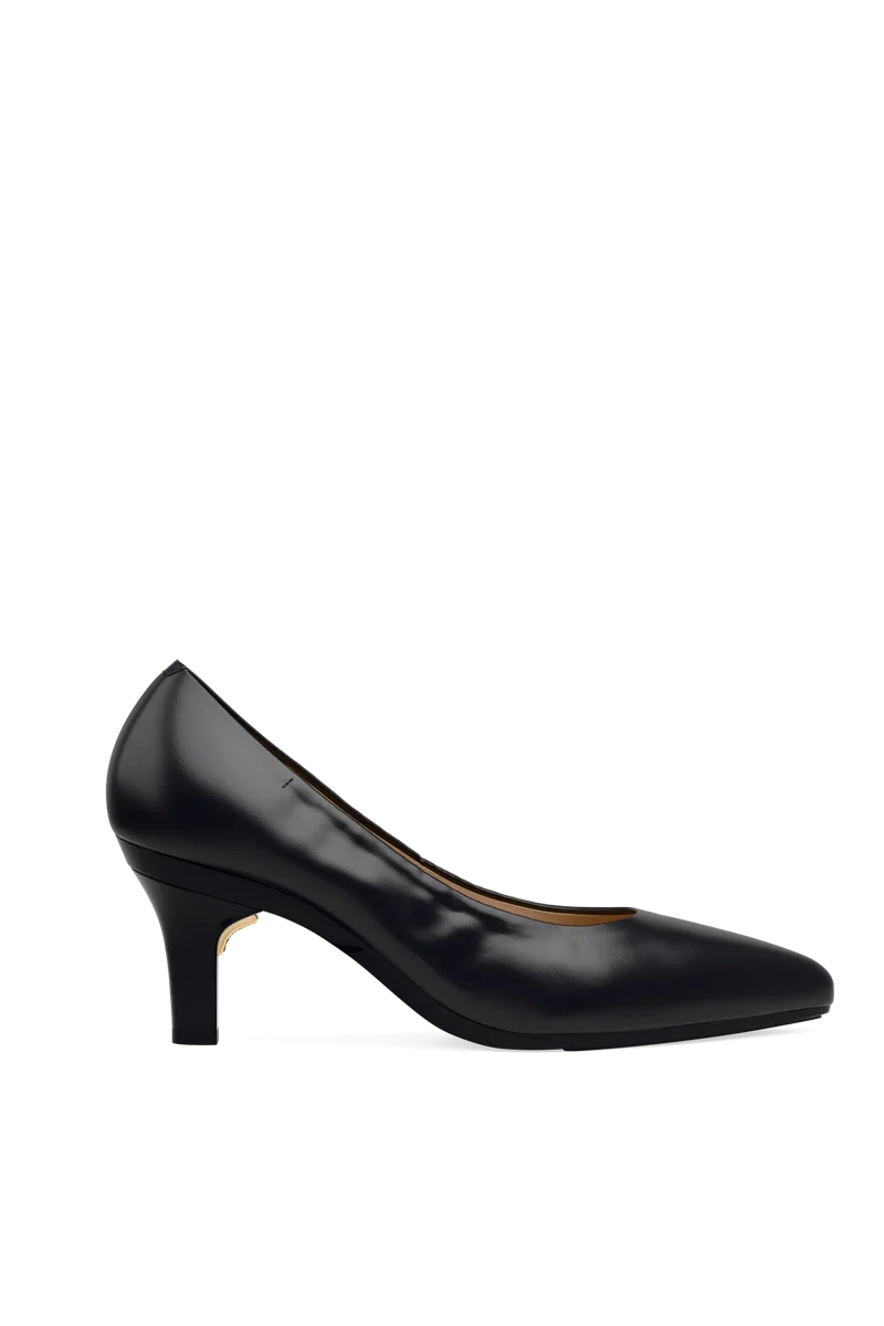 The Pump - Coal Stretch Leather 3 Stiletto