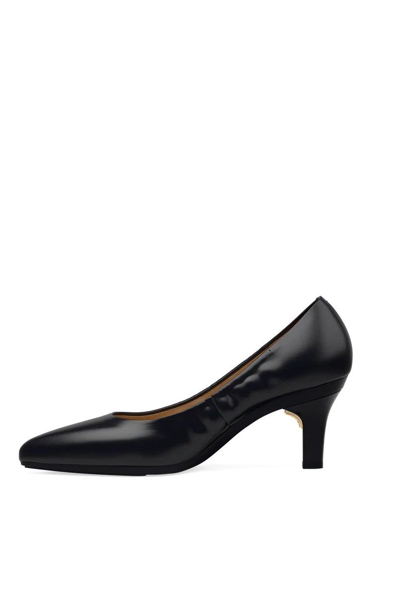 The Pump - Coal Stretch Leather 3 Stiletto