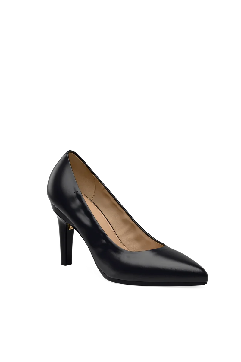 The Pump - Coal Stretch Leather 4 Stiletto