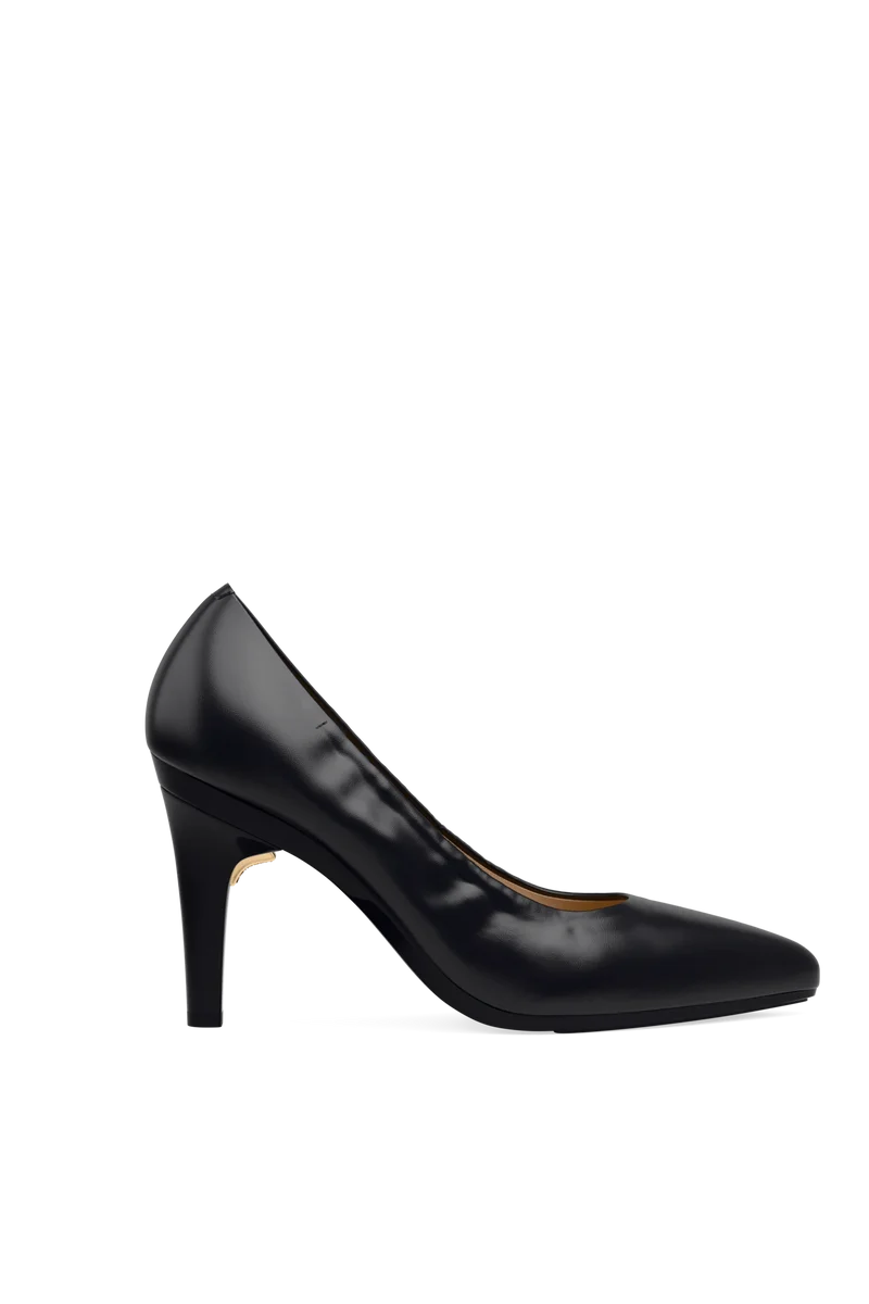 The Pump - Coal Stretch Leather 4 Stiletto