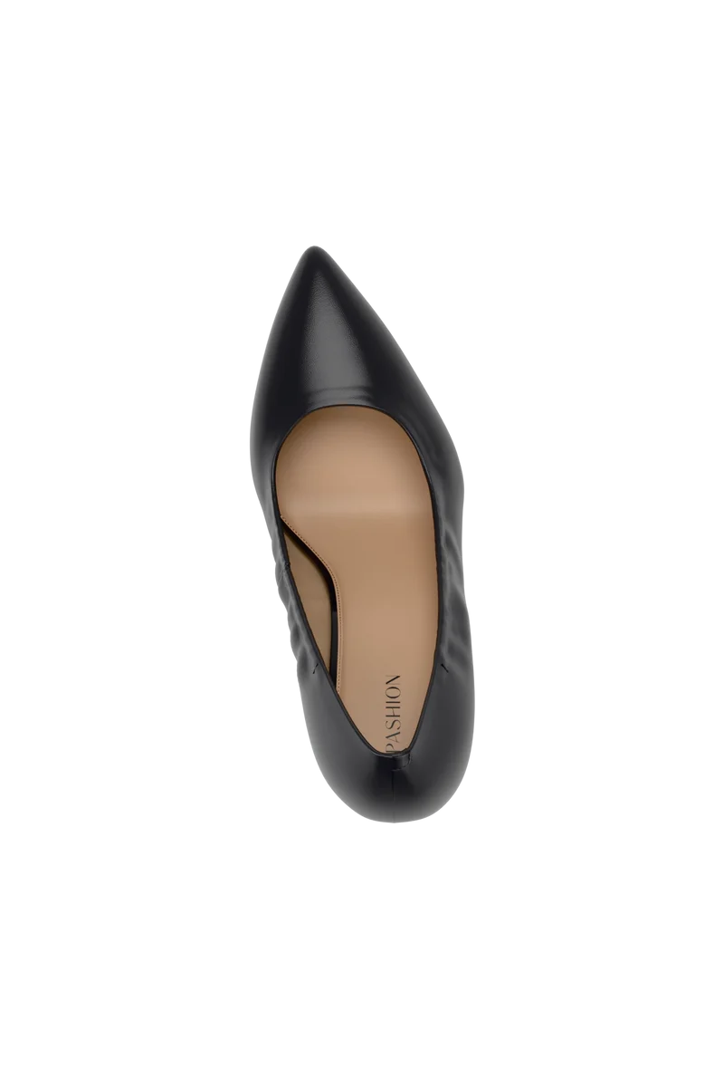 The Pump - Coal Stretch Leather Flat