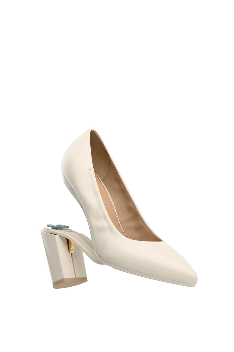 The Pump - Ivory Leather 4 Block