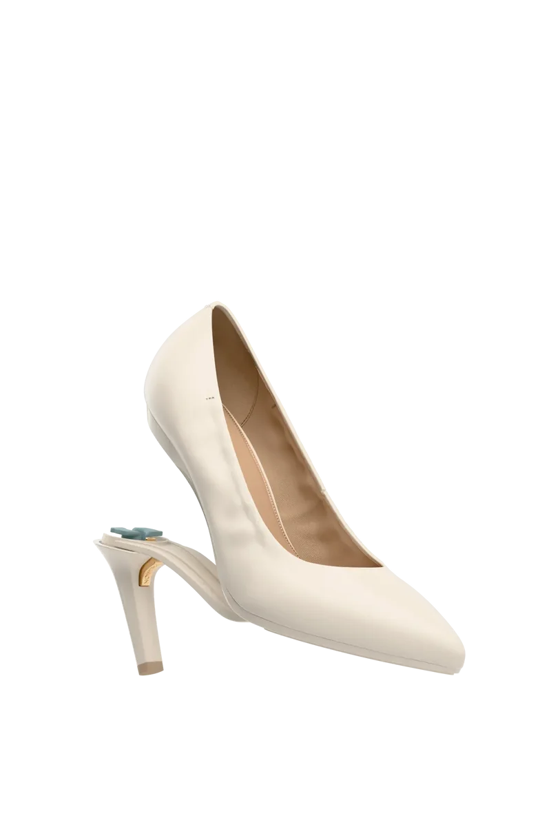 The Pump - Ivory Leather 4 Stiletto