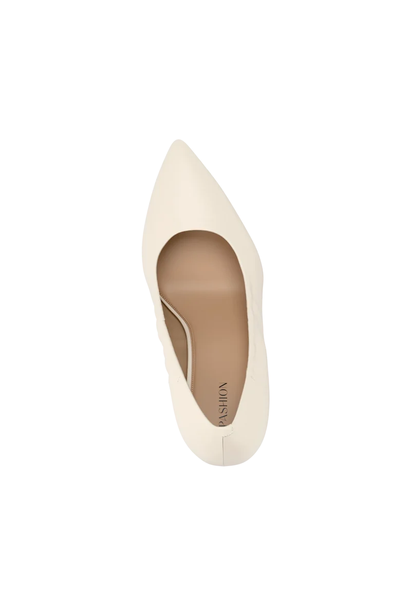 The Pump - Ivory Leather 4 Stiletto