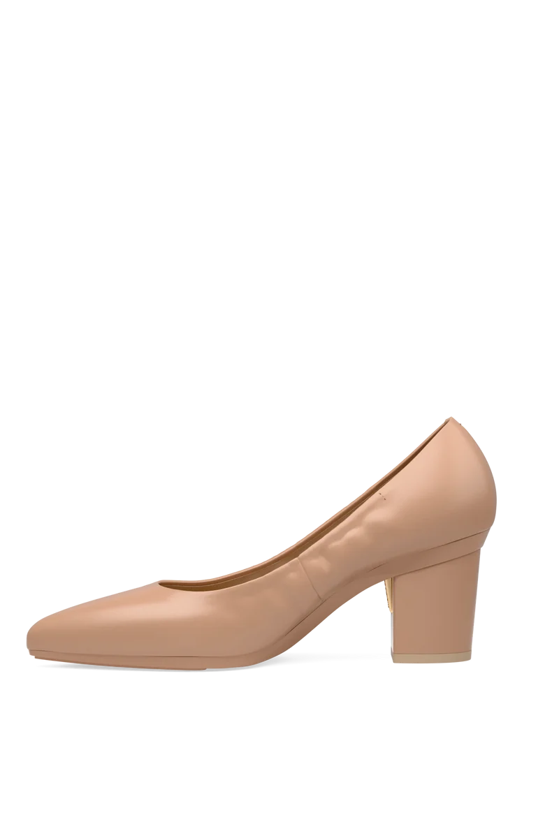 The Pump - Latte Stretch Leather 3 Block