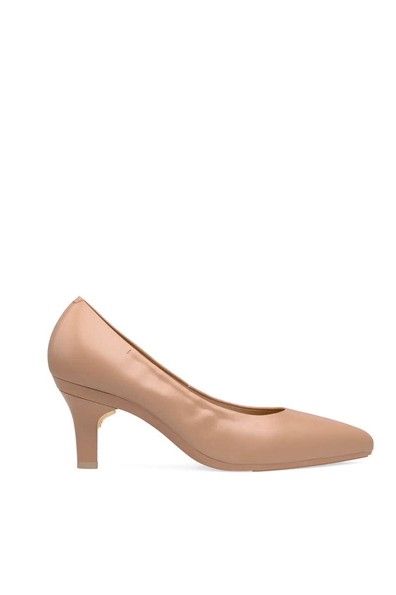 The Pump - Latte Stretch Leather 3 Stiletto