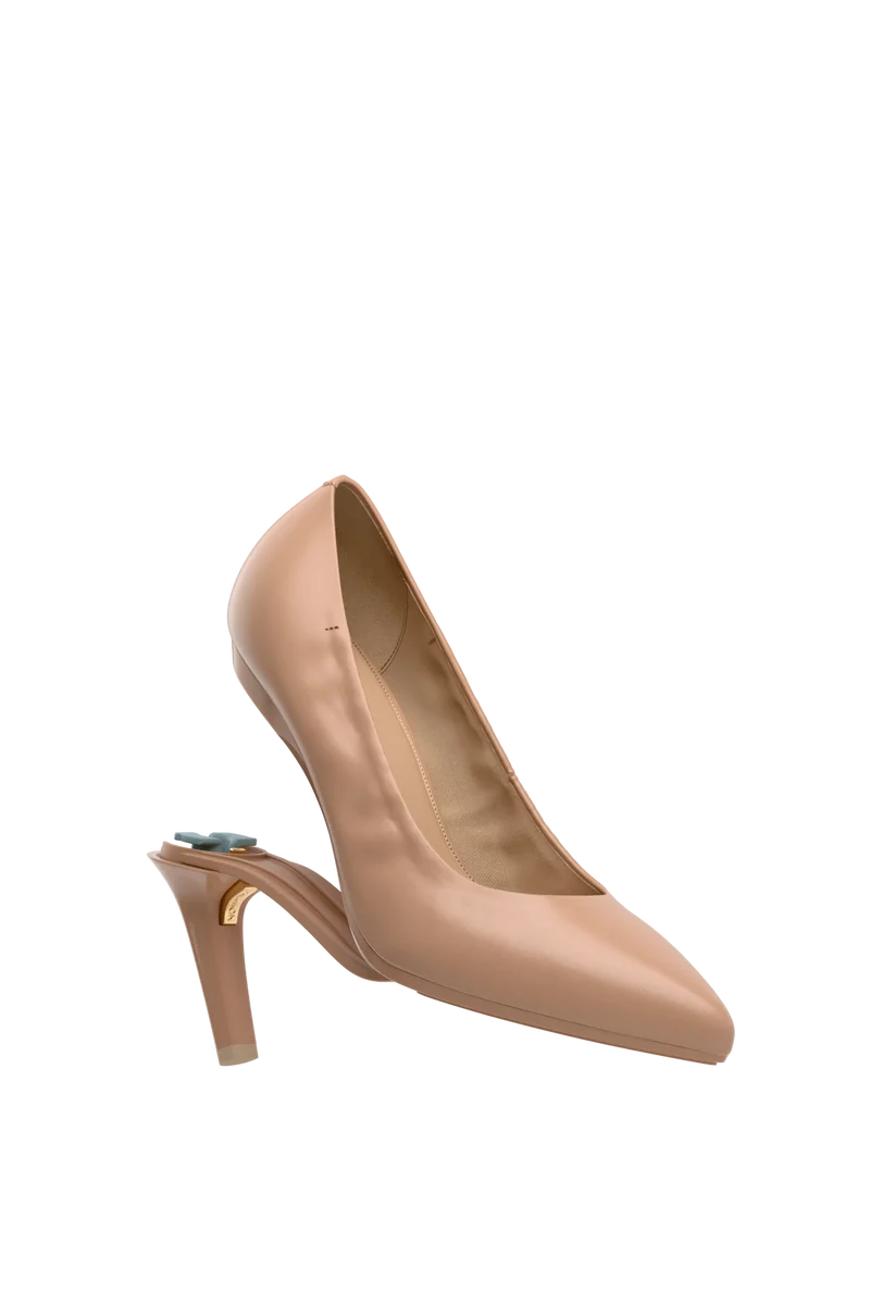 The Pump - Latte Stretch Leather 4 Stiletto