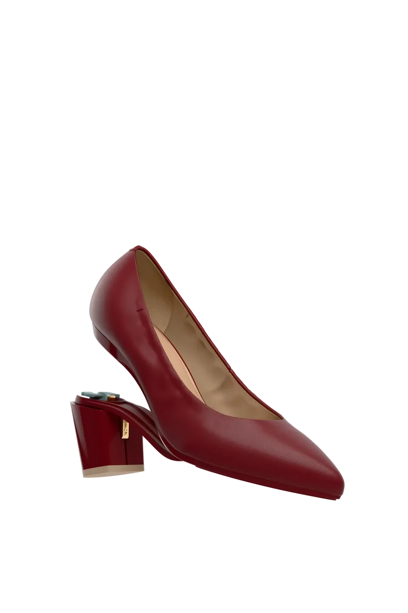 The Pump - Merlot Stretch Leather 3 Block