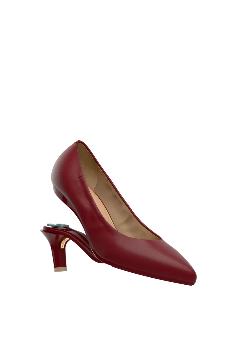 The Pump - Merlot Stretch Leather 3 Stiletto