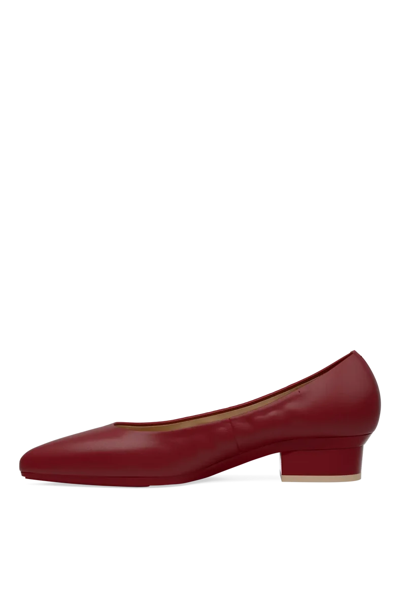 The Pump - Merlot Stretch Leather Flat