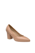 The Pump Wide Width - Latte Stretch Leather 3 Block