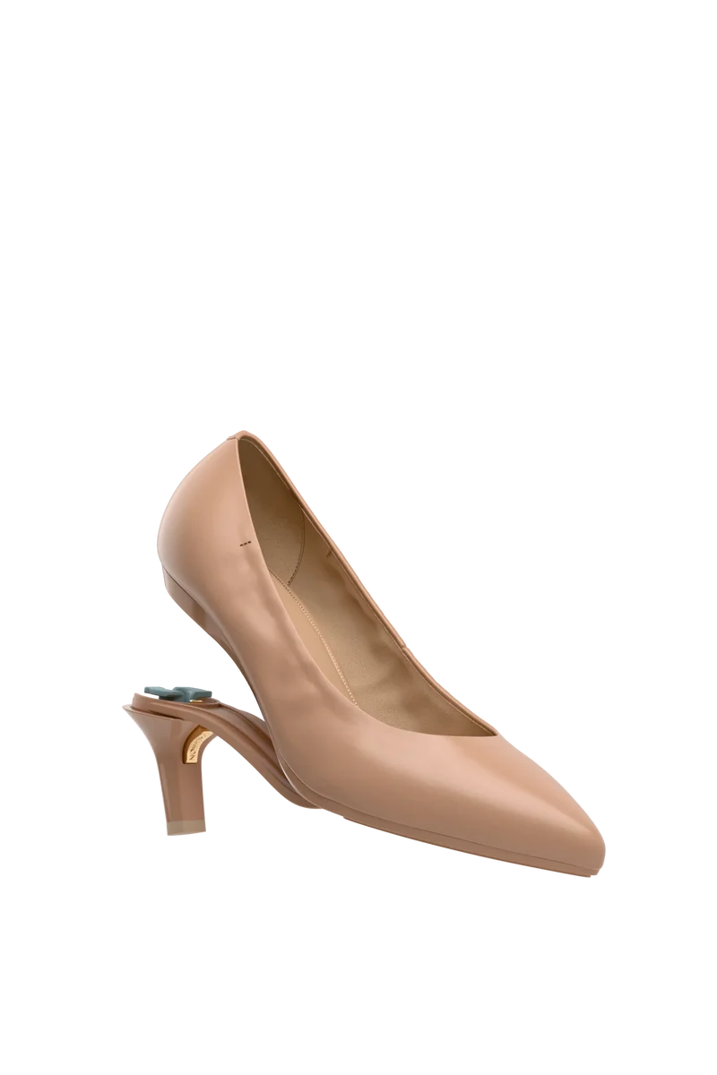 The Pump Wide Width - Latte Stretch Leather 3 Stiletto