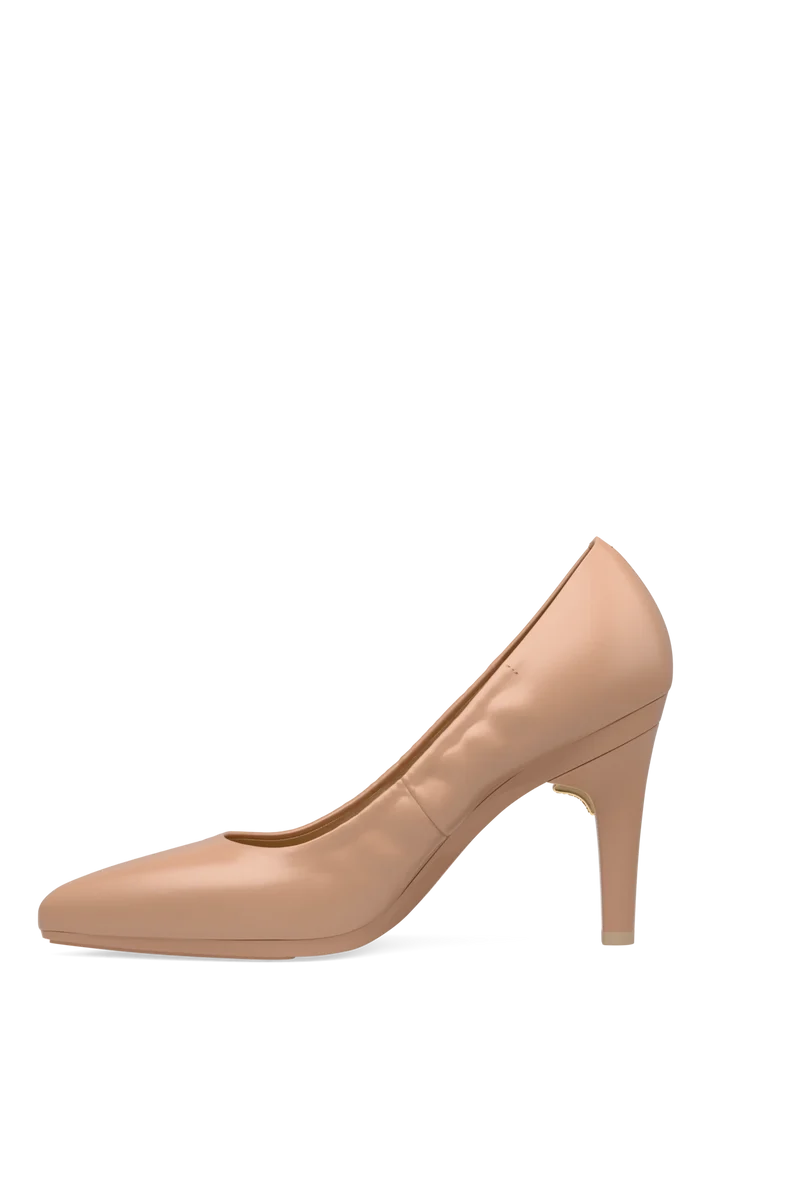 The Pump Wide Width - Latte Stretch Leather 4 Stiletto