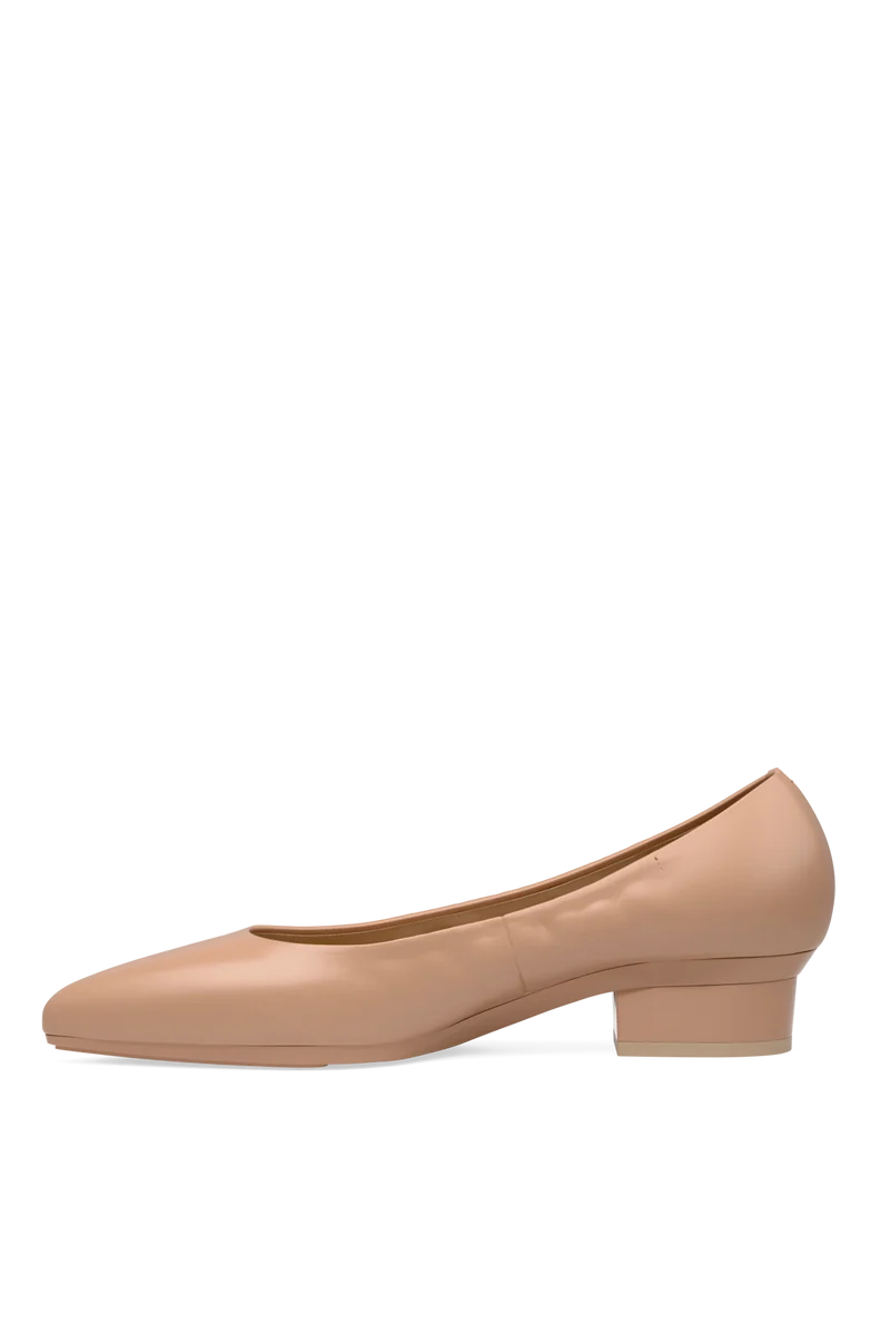 The Pump Wide Width - Latte Stretch Leather Flat
