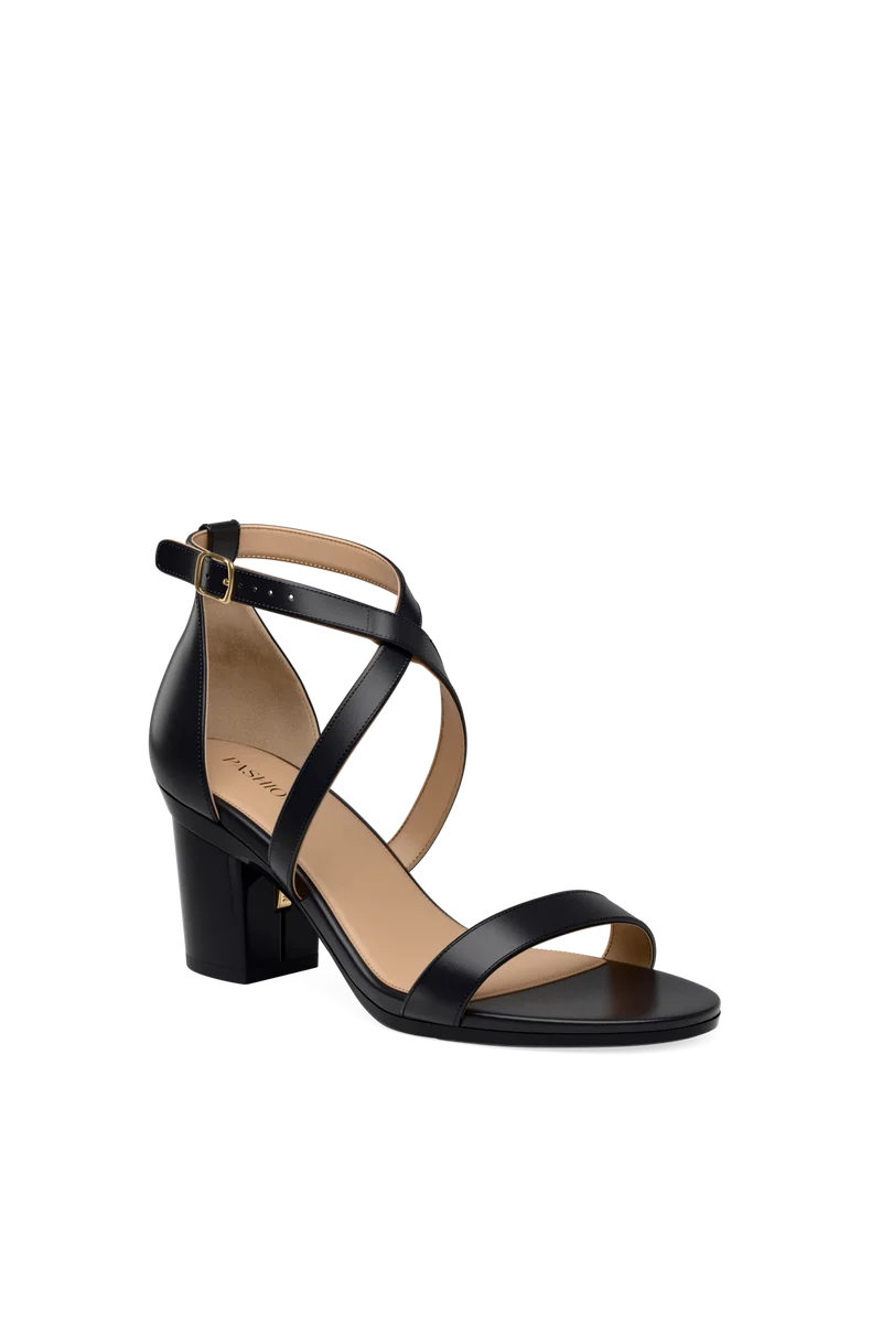 The Sandal - Coal Leather + Block Heel Kit 3 Coal