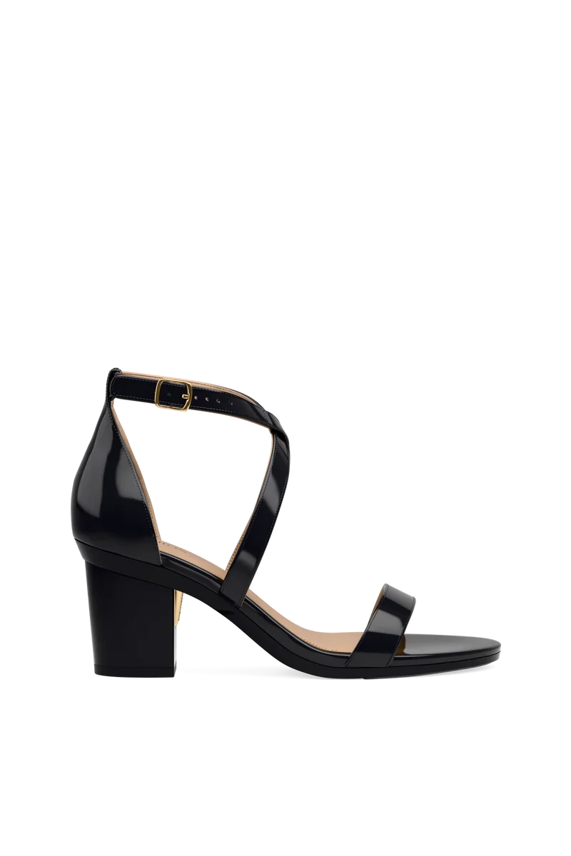 The Sandal - Coal Patent 3 Block - FINAL SALE