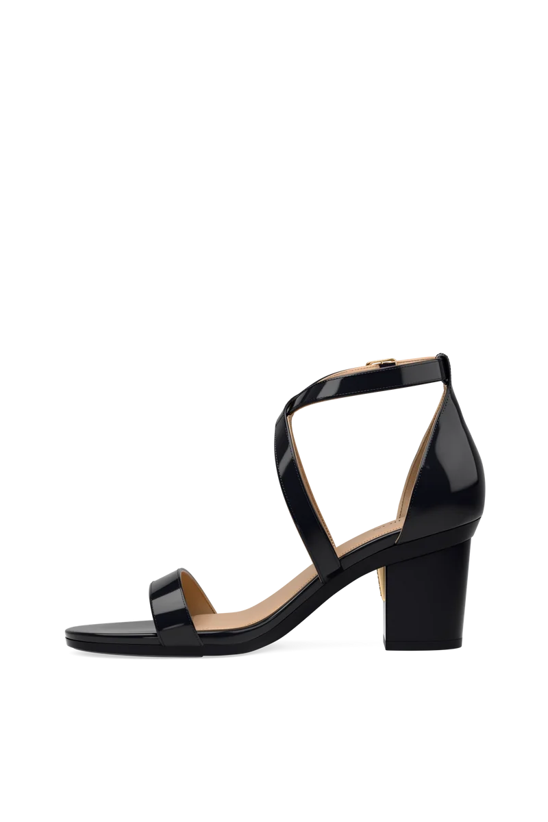 The Sandal - Coal Patent 3 Block - FINAL SALE