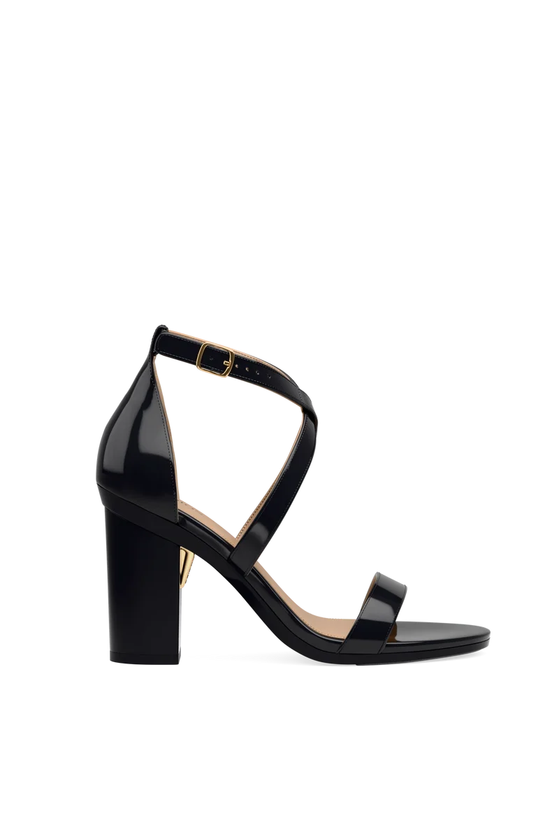 The Sandal - Coal Patent 4 Block - FINAL SALE